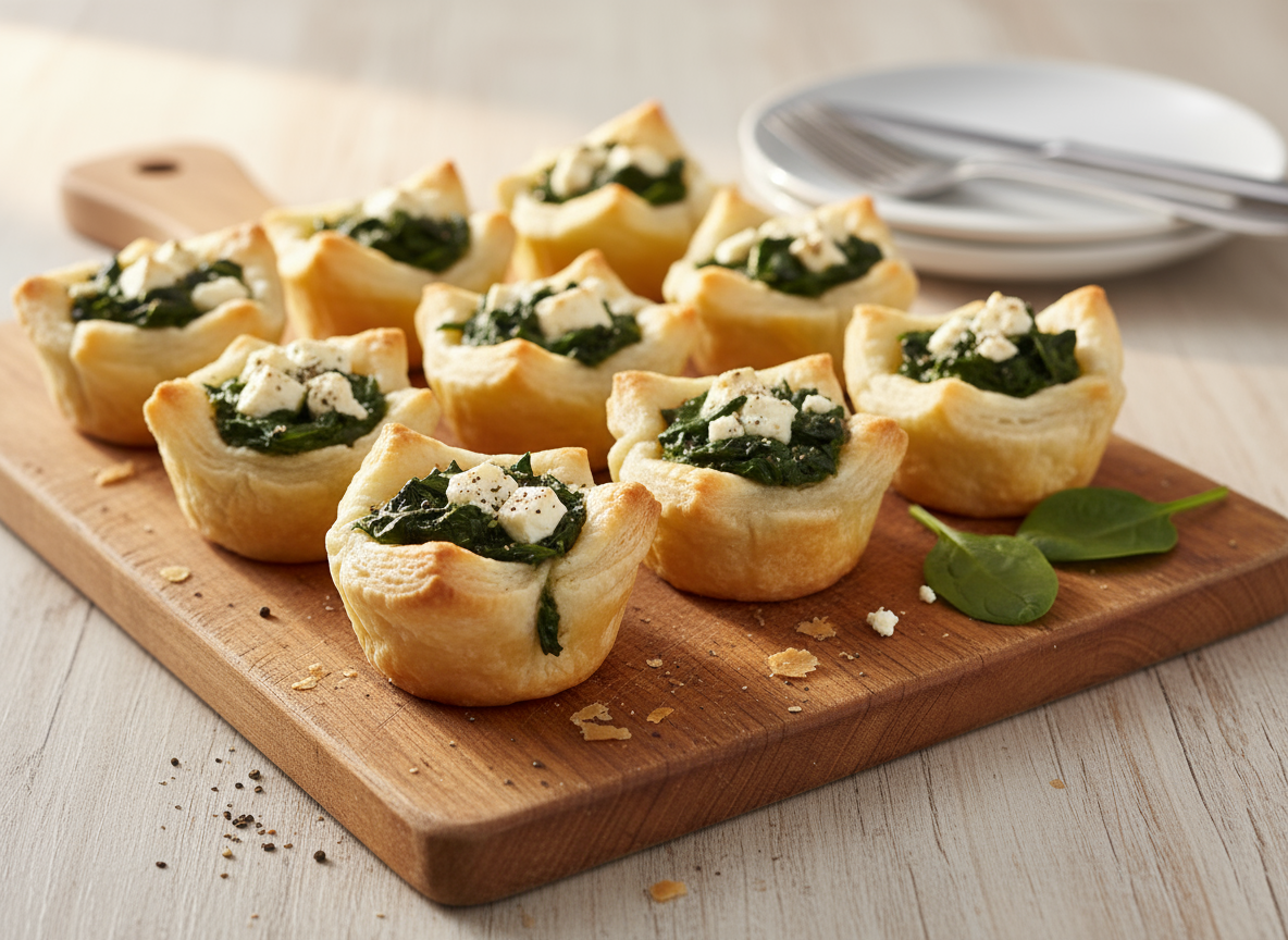Blätterteig-Muffins mit Spinat und Feta
