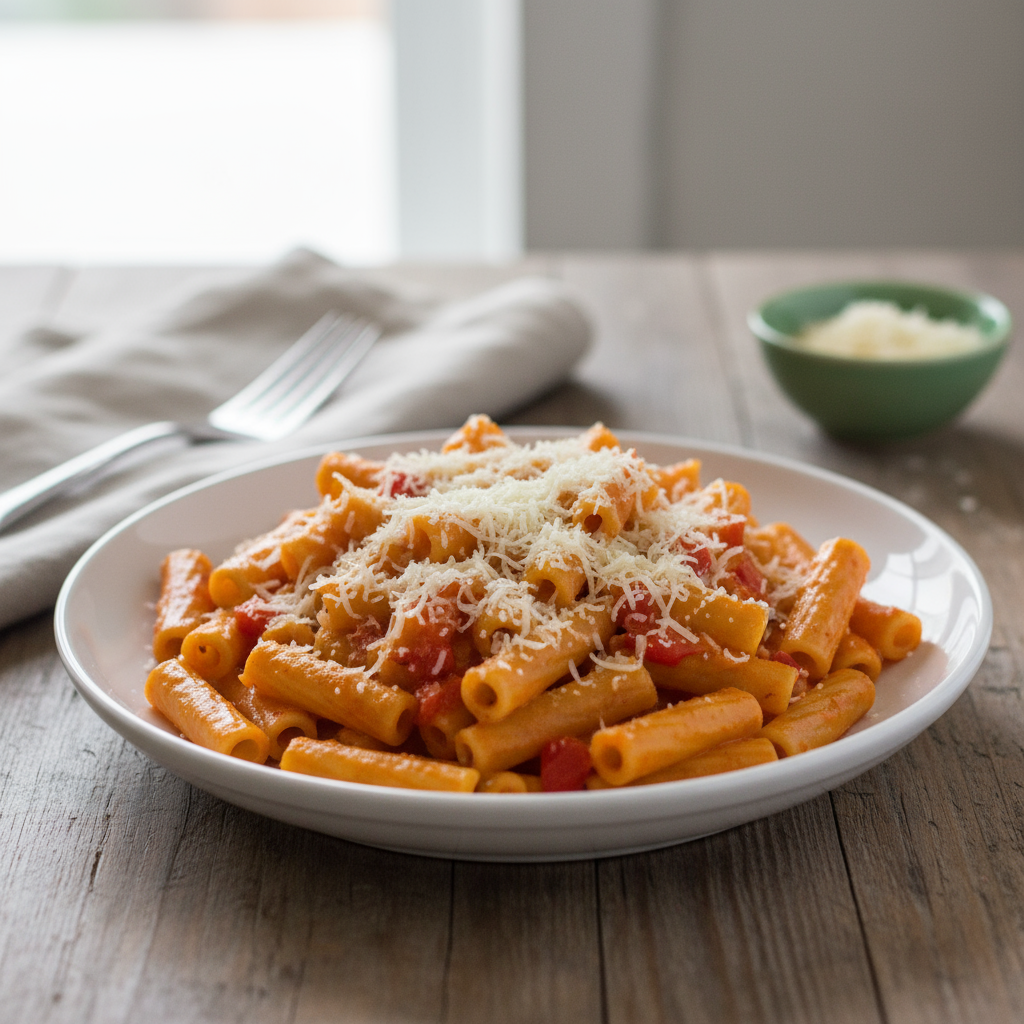 Rigatoni mit Paprika-Sahne-Soße