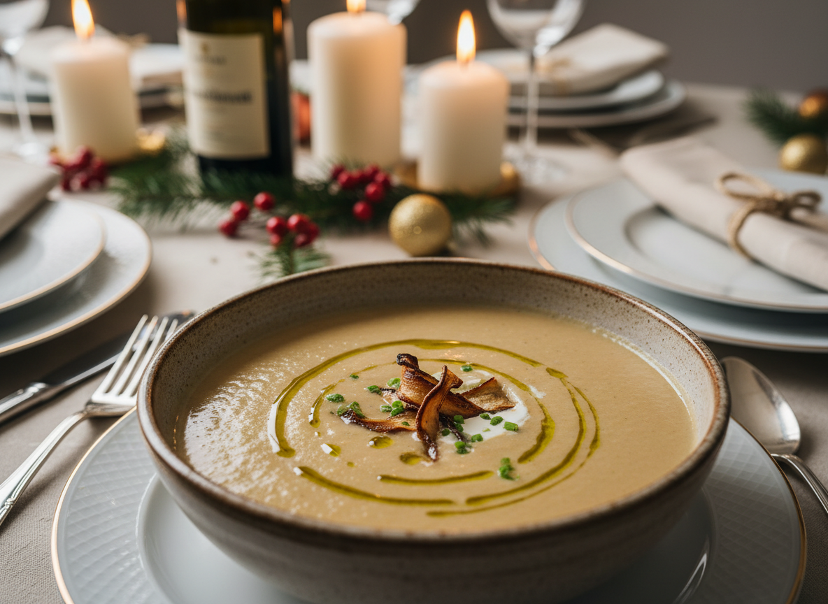 Schwarzwurzelcreme-Suppe mit Speckchips (optional)