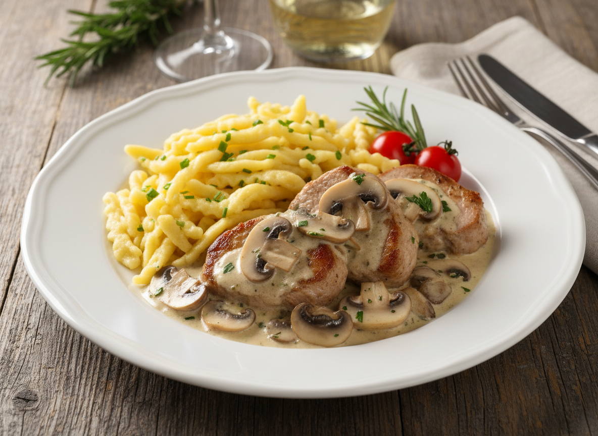 Schweinefilet in Pilz-Soße & Spätzle