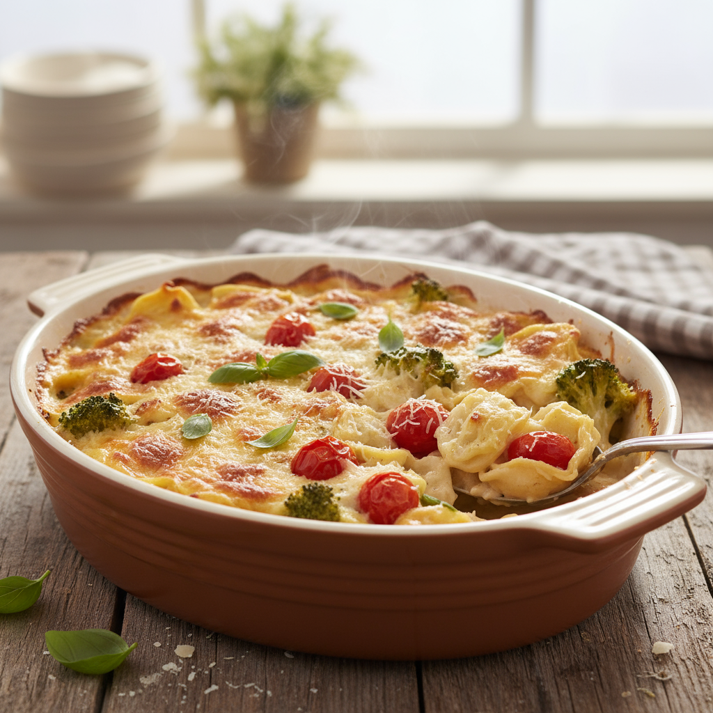 Cremiger Tortellini-Brokkoli-Auflauf